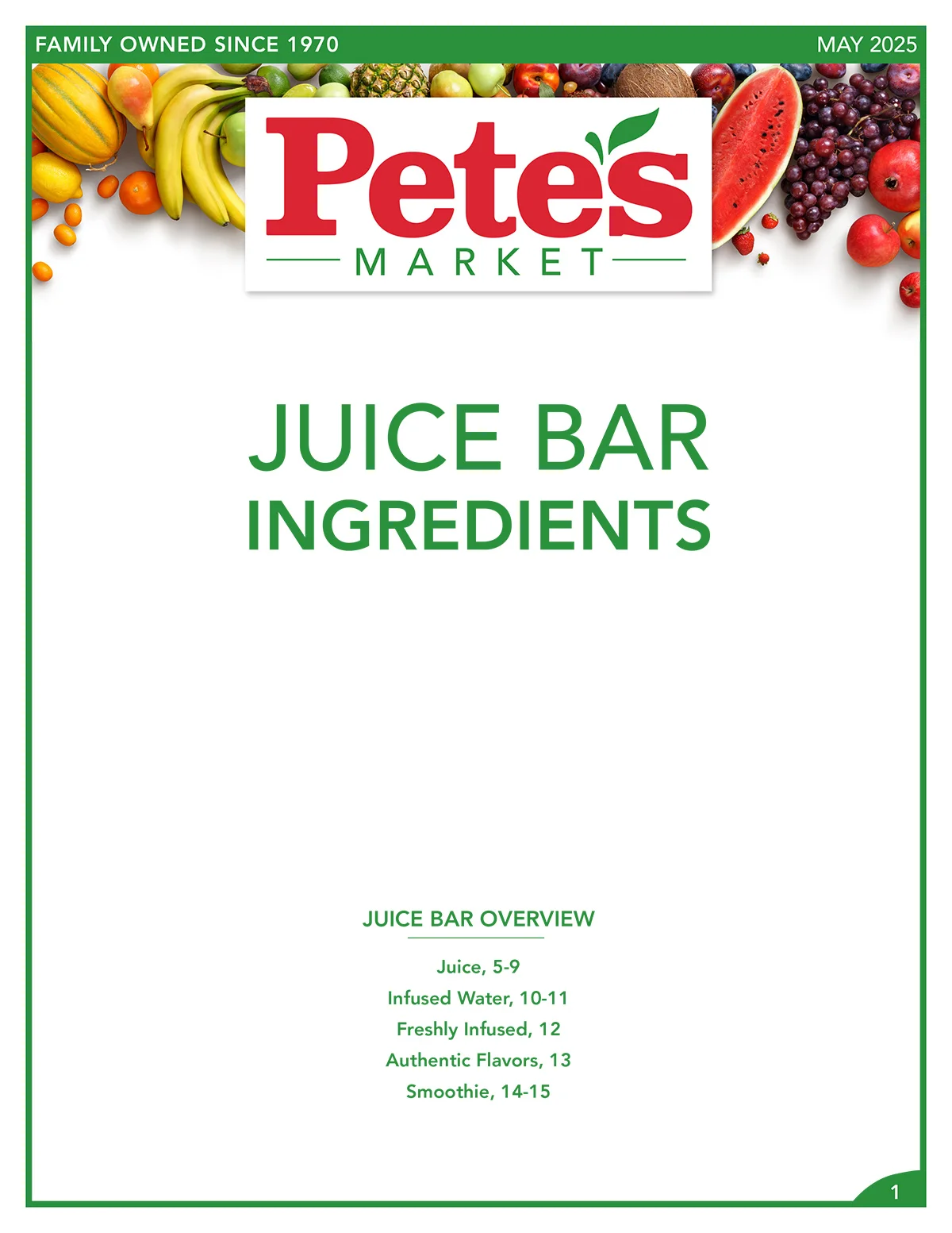 Juice Bar Ingredients - Page 1