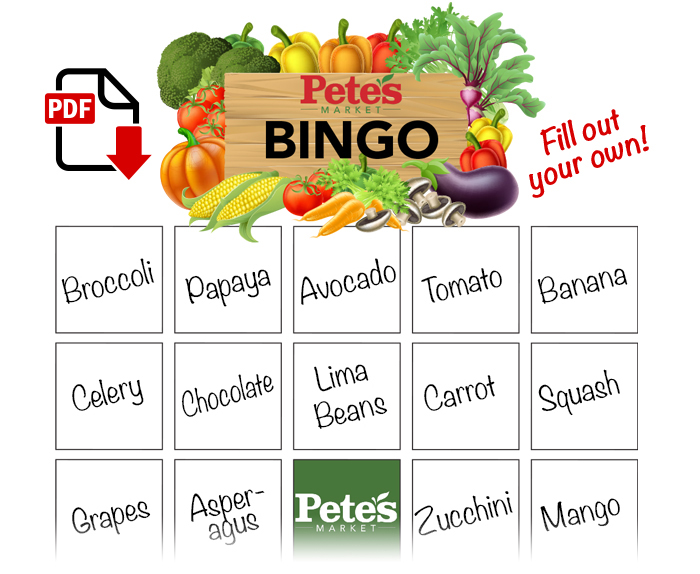Food Bingo Card Preview